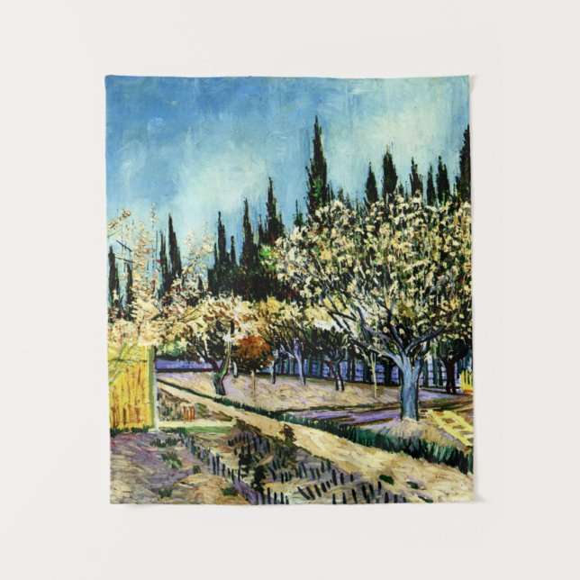 Van Gogh - Orchard Surrounded by Cypresses Tapestry (Front)