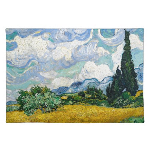 Van Gogh Painting Art Vintage Wheat Field Cypresse Cloth Placemat