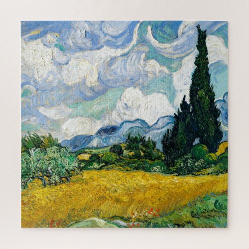 Van Gogh Painting Art Vintage Wheat Field Cypresse Jigsaw Puzzle