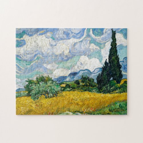 Van Gogh Painting Art Vintage Wheat Field Cypresse Jigsaw Puzzle