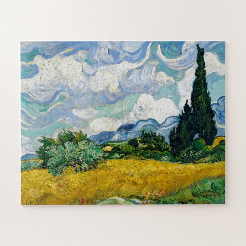 Van Gogh Painting Art Vintage Wheat Field Cypresse Jigsaw Puzzle