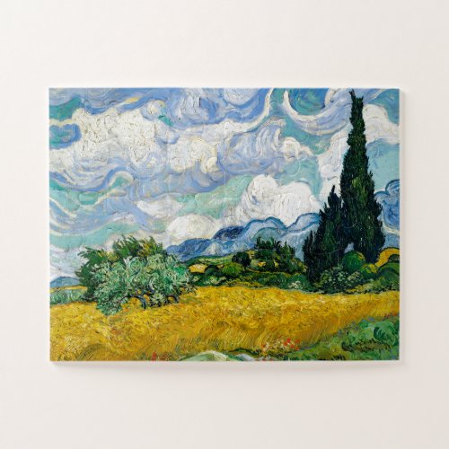 Van Gogh Painting Art Vintage Wheat Field Cypresse Jigsaw Puzzle