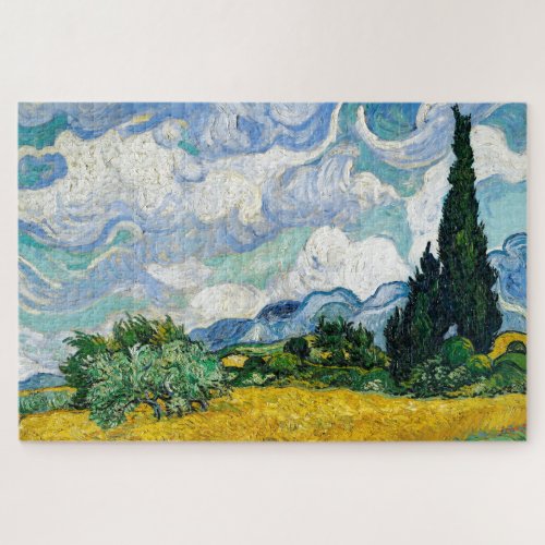 Van Gogh Painting Art Vintage Wheat Field Cypresse Jigsaw Puzzle