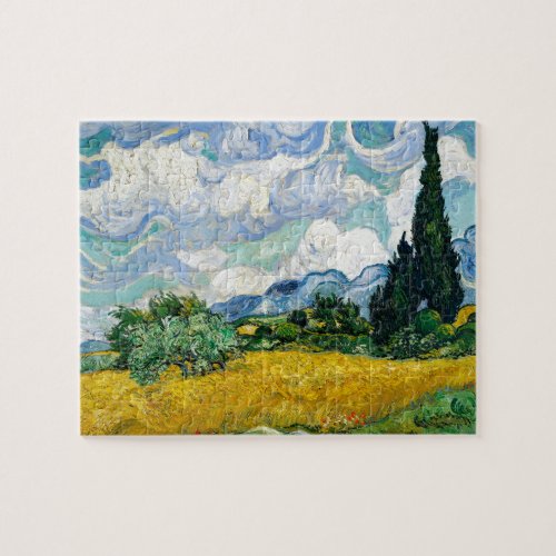 Van Gogh Painting Art Vintage Wheat Field Cypresse Jigsaw Puzzle