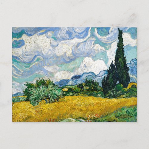 Van Gogh Painting Art Vintage Wheat Field Cypresse Postcard