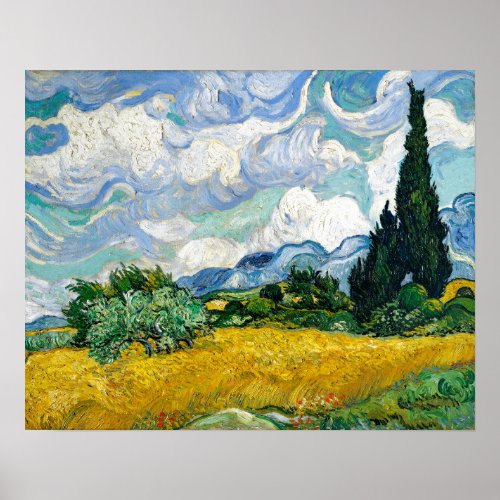 Van Gogh Painting Art Vintage Wheat Field Cypresse Poster