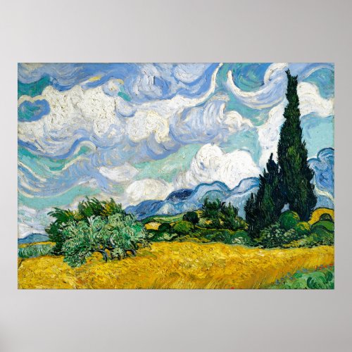 Van Gogh Painting Art Vintage Wheat Field Cypresse Poster