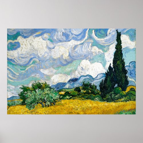 Van Gogh Painting Art Vintage Wheat Field Cypresse Poster