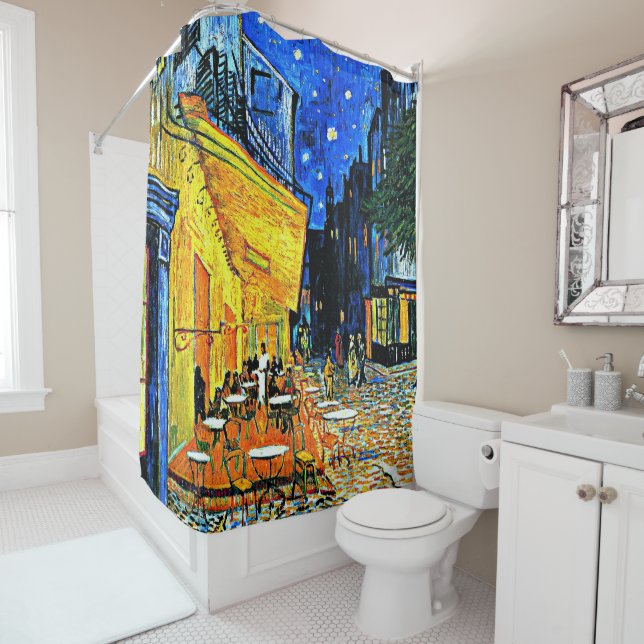 Van Gogh painting, Cafe Terrace Shower Curtain (In Situ)