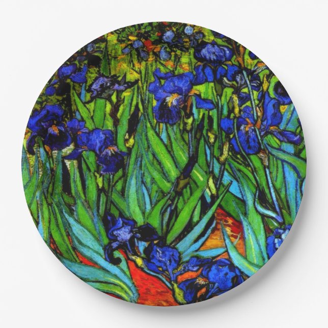 Van Gogh painting, Irises, Paper Plates (Front)