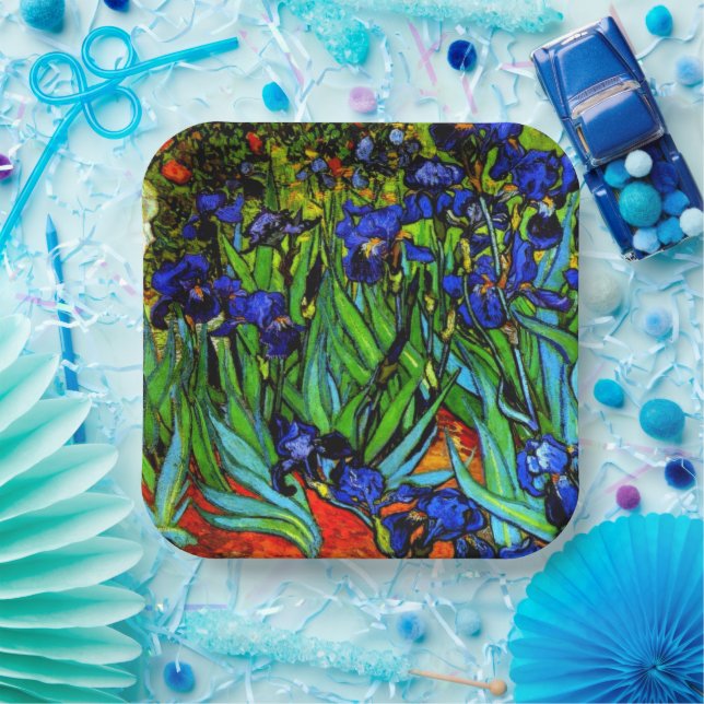Van Gogh painting, Irises, Paper Plates (Party)