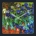 Van Gogh painting, Irises, Square Wall Clock<br><div class="desc">Vincent van Gogh's famous floral painting,  Irises.</div>