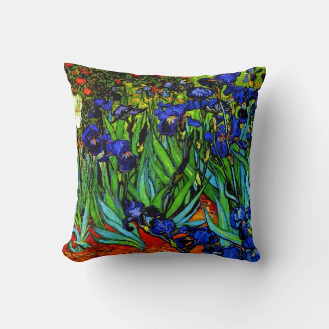 Van Gogh painting, Irises, Throw Pillow (Front)