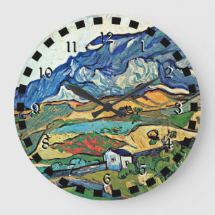 Van Gogh painting, Les Alpilles Mountain Landscape Large Clock