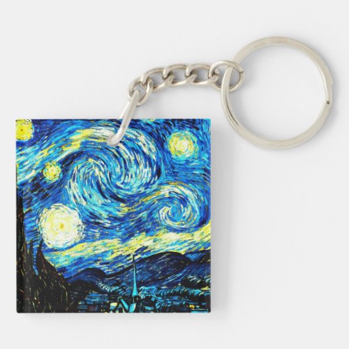 Van Gogh painting Starry Night  Keychain