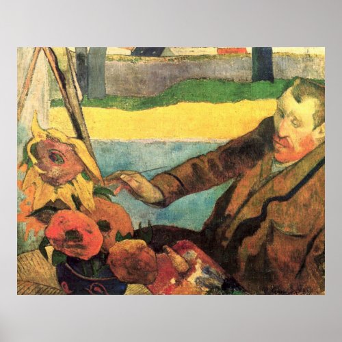 Van Gogh Painting Sunflowers by Gauguin Poster