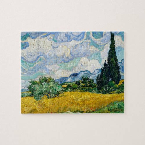 Van Gogh Painting Wheat Field with Cypress Tree Jigsaw Puzzle