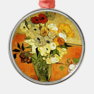Van Gogh Painting Whimsical Blossoms Flowers Vines Metal Ornament