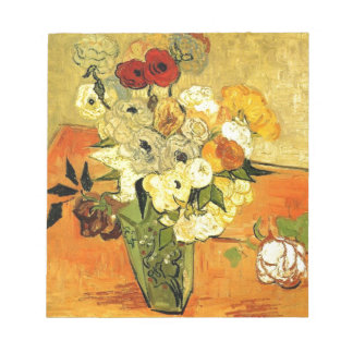 Van Gogh Painting Whimsical Blossoms Flowers Vines Notepad
