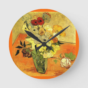 Van Gogh Painting Whimsical Blossoms Flowers Vines Round Clock