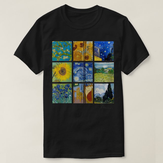 Van Gogh Paintings, Sunflowers, Starry Night Zip  T-Shirt (Design Front)