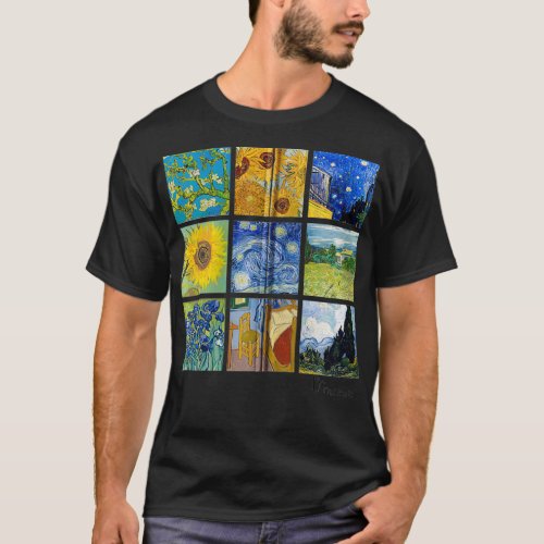 Van Gogh Paintings Sunflowers Starry Night Zip  T_Shirt