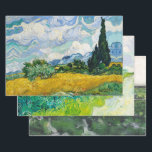 VAN GOGH PASTORALS HEAVY WEIGHT DECOUPAGE WRAPPING PAPER SHEETS<br><div class="desc">Vincent Van Goghs popular impressionist fine art paintings with more of a pastoral landscape feel. This set includes the popular Cyrpus in a field, Green Wheat Field and the lesser known Wheelbarrow in a Farm Field. For decoupage artists note that these designs are also available in tissue paper for those...</div>