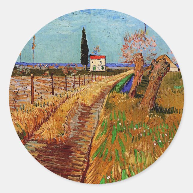 Van Gogh - Path through a Field Classic Round Sticker (Front)