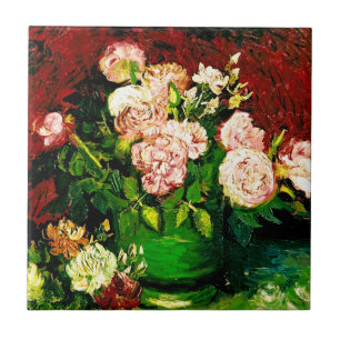 Van Gogh Peonies and Roses Ceramic Tile