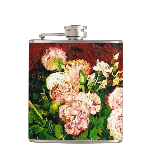 Van Gogh Peonies and Roses Flask (Front)