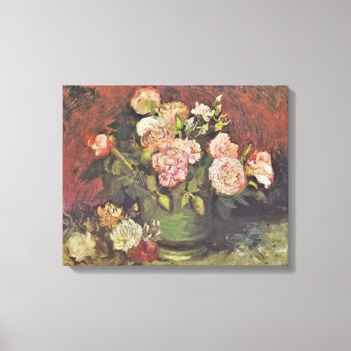 Van Gogh Peonies and Roses Floral Art GalleryHD Canvas Print