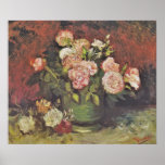 Van Gogh Peonies and Roses Floral Art GalleryHD Poster<br><div class="desc">Vincent van Gogh. Bowl with Peonies and Roses. c. 1886. Oil on canvas. Original fine art painting by famous Dutch Post-Impressionist artist Vincent van Gogh.</div>