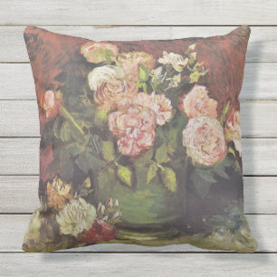 Van Gogh Peonies and Roses Floral Art GalleryHD Throw Pillow