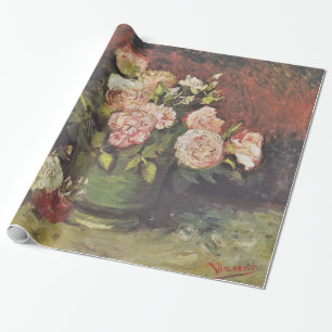 Van Gogh Peonies and Roses Floral Art GalleryHD Wrapping Paper