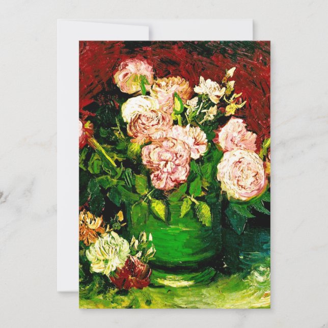 Van Gogh Peonies and Roses Invitation (Front)