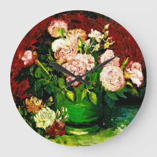 Van Gogh Peonies and Roses Large Clock