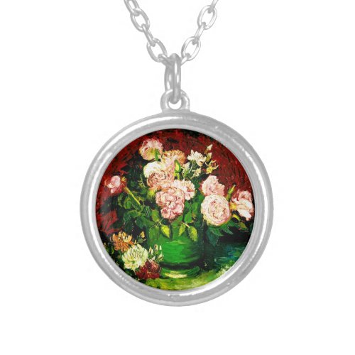 Van Gogh Peonies and Roses Silver Plated Necklace