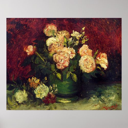 VAN GOGH PEONIES  ROSES PRINT OR DECOUPAUGE PAPER