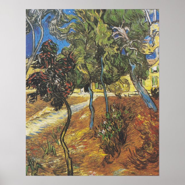 Van Gogh Pine Trees - Swirling Garden Art Poster (Front)