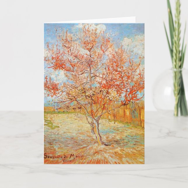 Van Gogh Pink Peach Tree in Blossom Greeting Card (Front)