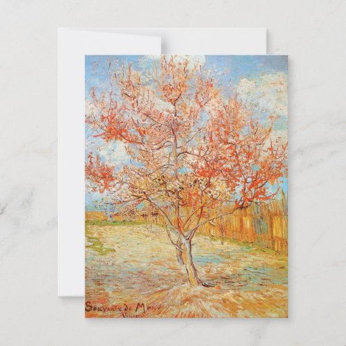 Van Gogh Pink Peach Tree in Blossom Invitations