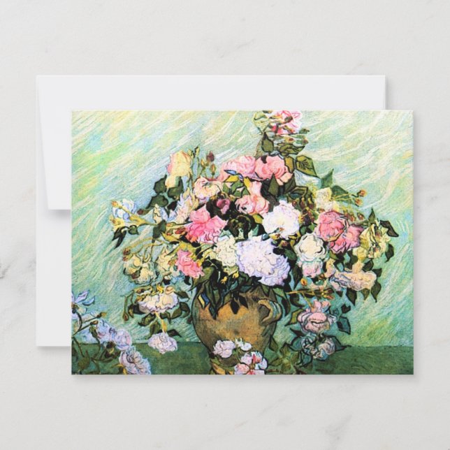 Van Gogh Pink Roses Invitations (Front)
