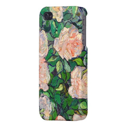 Van Gogh Pink Roses iPhone 4 iPhone Case (Back Left)