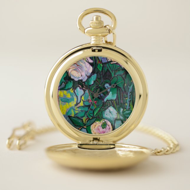 Van Gogh Pink Roses Pocket Watch (Inside)