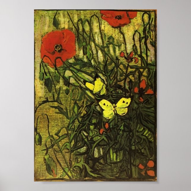 Van Gogh - Poppies and Butterflies Poster (Front)