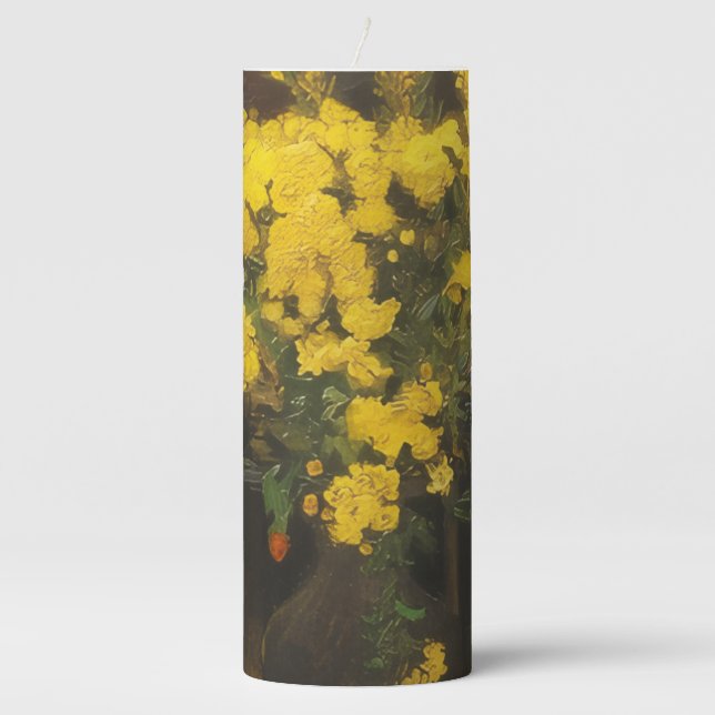 Van Gogh Poppies Inspired Pillar Candle (Front)