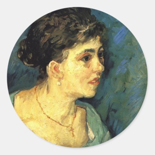 Van Gogh Portrait of Woman in Blue Vintage Art Classic Round Sticker