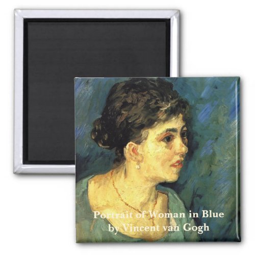 Van Gogh Portrait of Woman in Blue Vintage Art Magnet