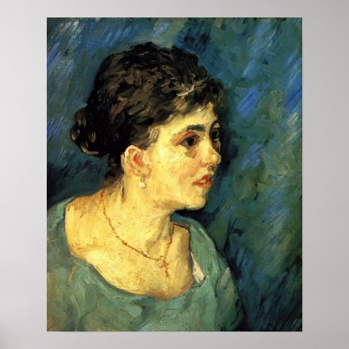 Van Gogh Portrait of Woman in Blue Vintage Art Poster