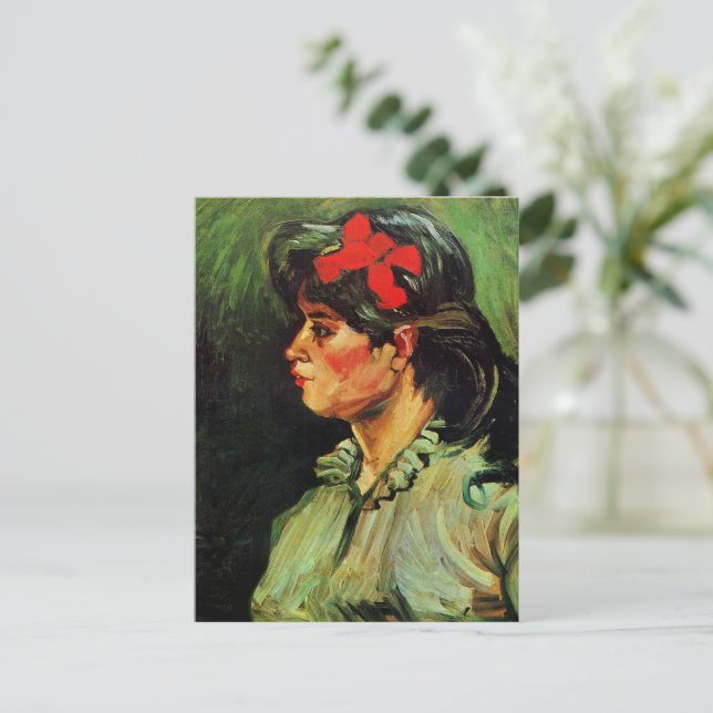 Van Gogh - Portrait of Woman with Red Ribbon Postcard (Standing Front)